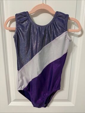 Girls Purple and White Sparkle Dance Leotard
